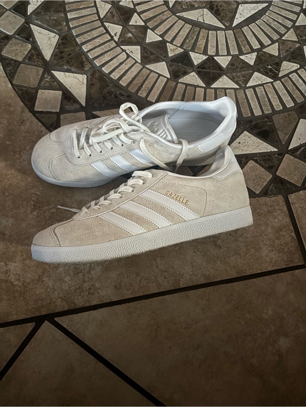 adidas White Leather Sneakers with Subtle Gold Accent